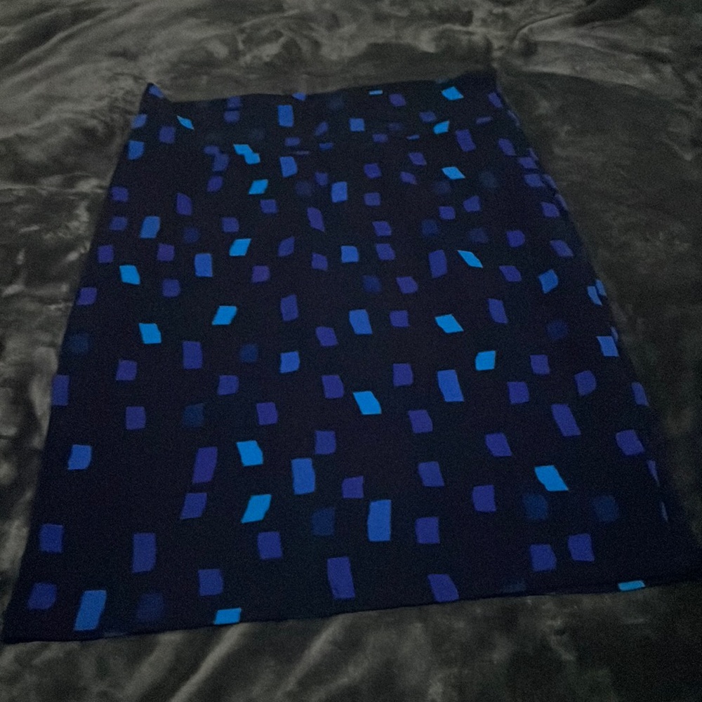 LuLaRoe Cassie: Dark Blue with Light Blue Squares Design (L)